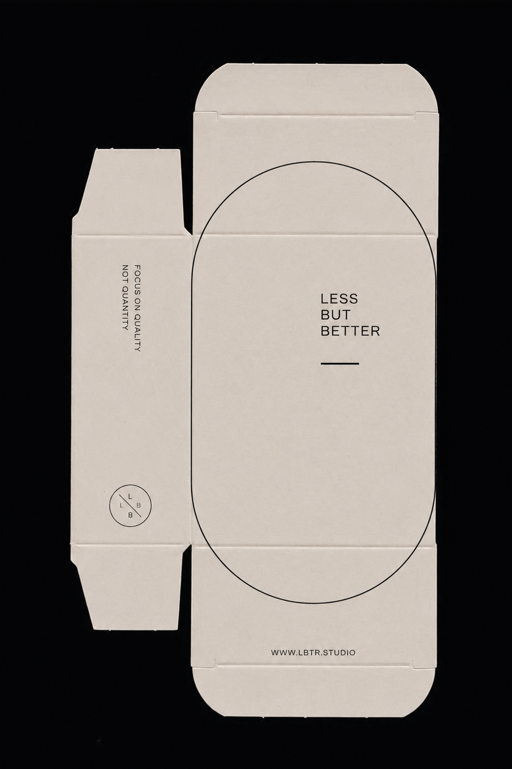 Minimalist packaging dieline on black