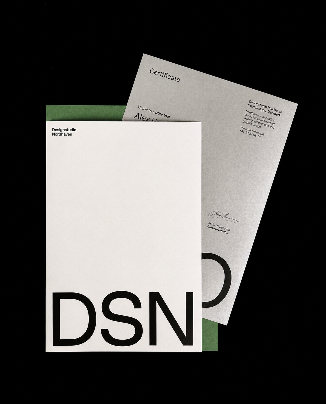 Minimalist stationery with bold typography