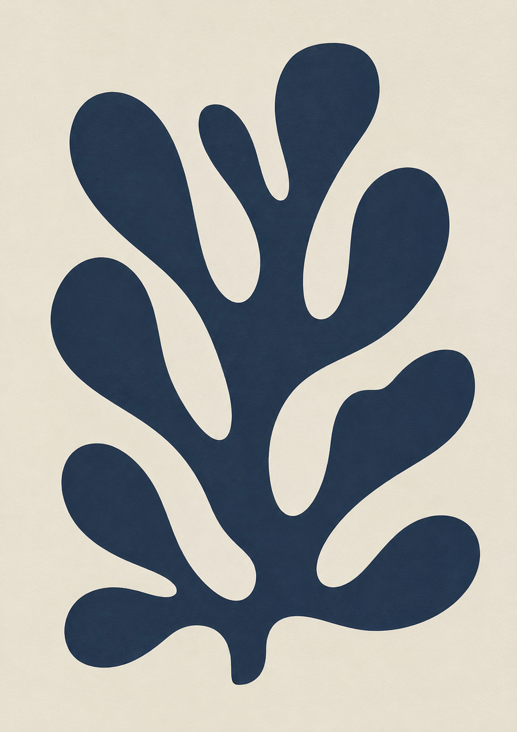 Navy coral shape on cream backdrop