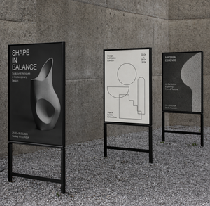 Minimalist exhibition posters in urban space