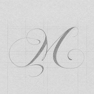 Ornate pencil letter "M" sketch