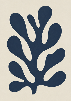 Navy coral shape on cream backdrop