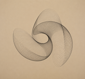 Graceful swirling spirograph on beige paper