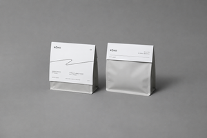 Minimalist coffee packaging in neutral tones